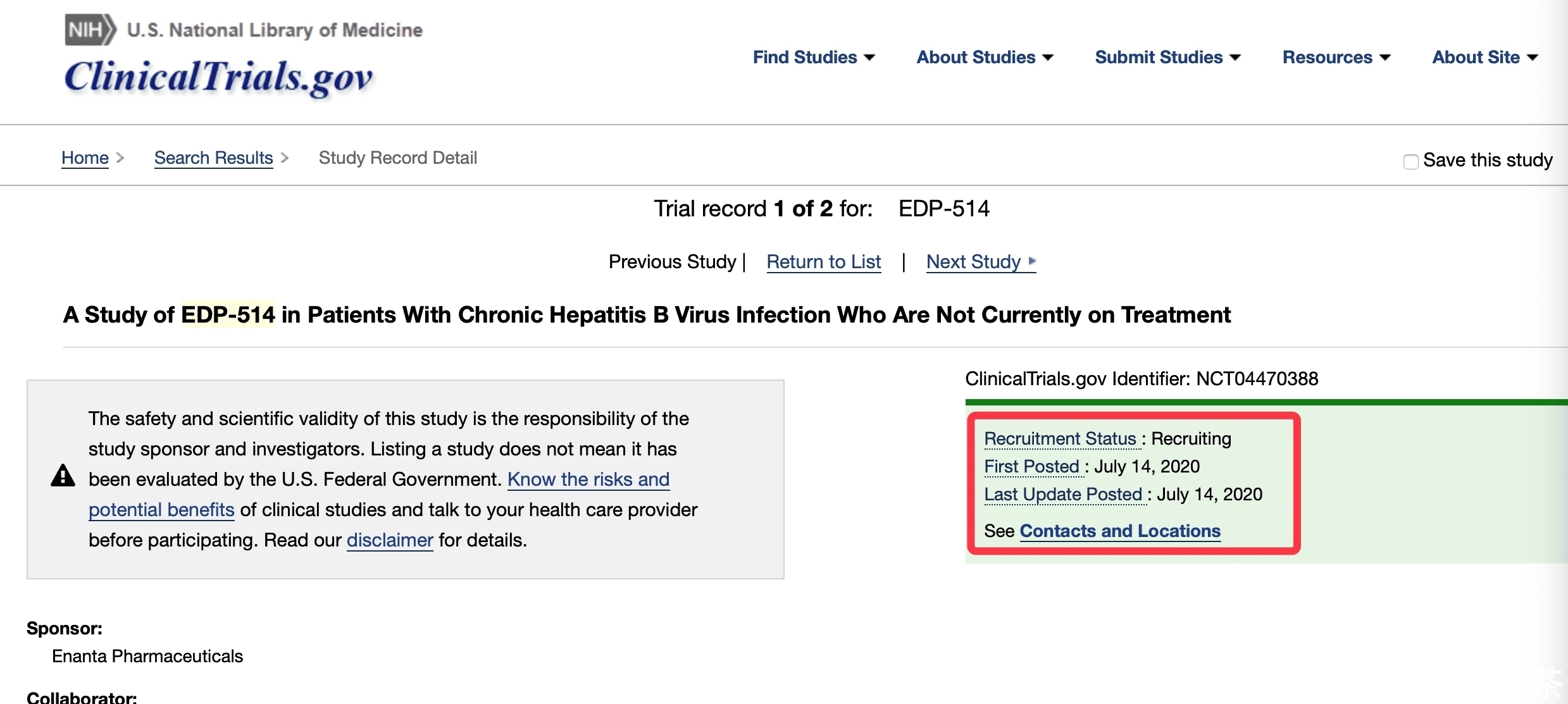 乙肝患者|乙肝全球创新药EDP-514,1期泛基因型药物,启动28天胶囊剂评估