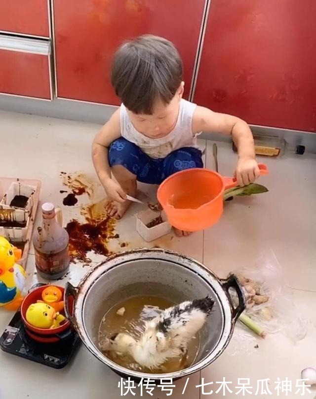 口水|熊孩子3天没吃肉,自己动手做“口水鸭”,鸭子:我当时害怕极了