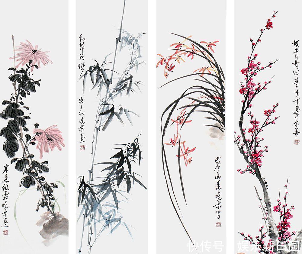  郑晓京|花鸟画欣赏诗人画家郑晓京笔下的梅兰竹菊画