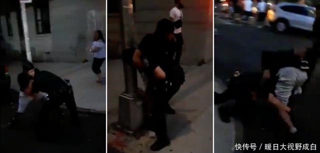  助威|美国警察执法中反被锁喉，头部还遭重创缝数针，群众一旁欢呼助威