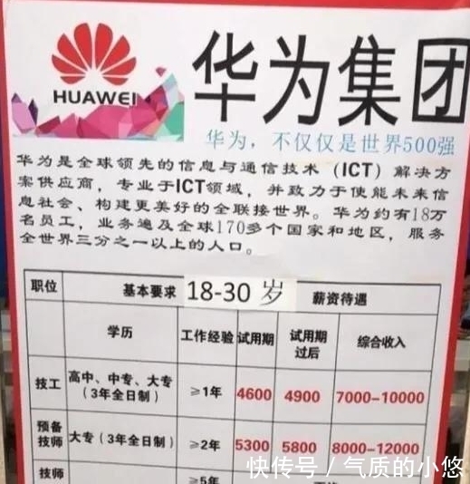 华为人均工资110万,华为普工一个月的工资