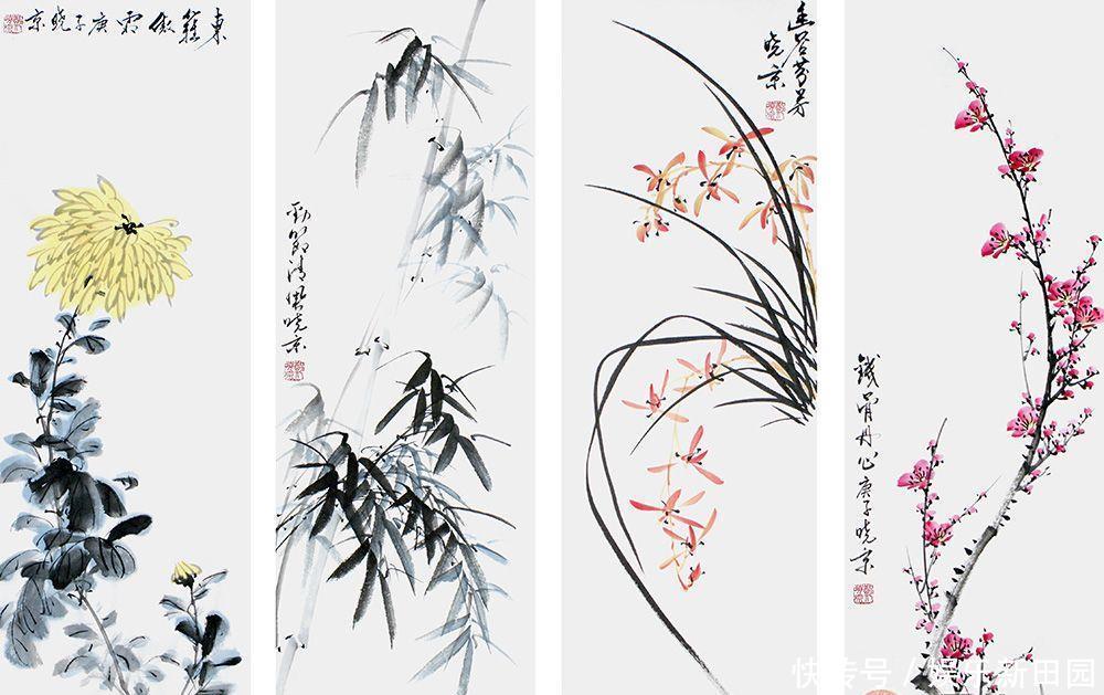  郑晓京|花鸟画欣赏诗人画家郑晓京笔下的梅兰竹菊画