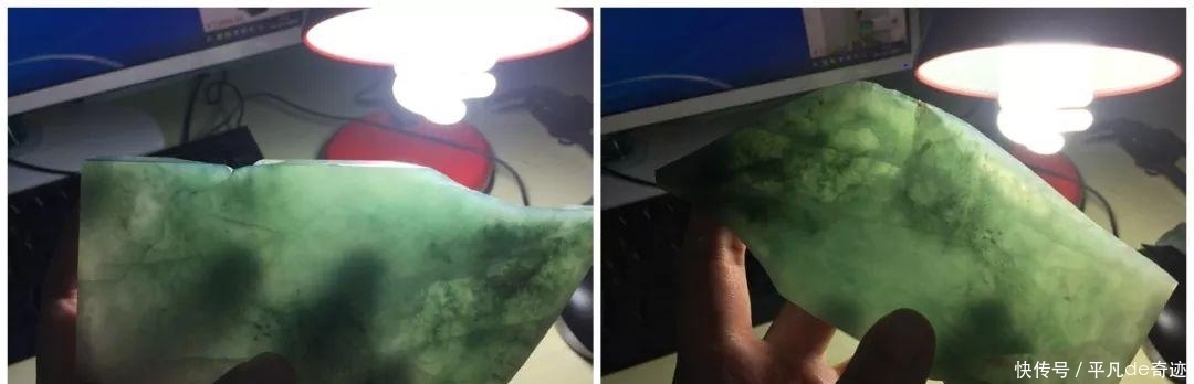  去年|小伙去年前花8万买了块翡翠原石，如今拿出来切，去皮后蒙圈了！