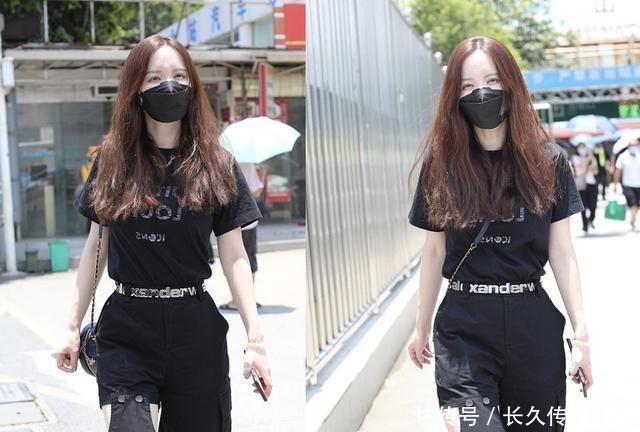  短衫|张萌真当自己是造型师？工装裤剪成破洞款，配短衫暴露多肉身材