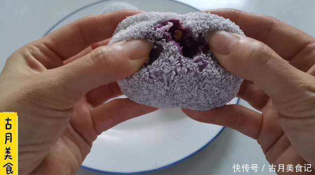 松软|3个紫薯，4勺糯米粉做甜点，甜糯松软有弹性，好吃